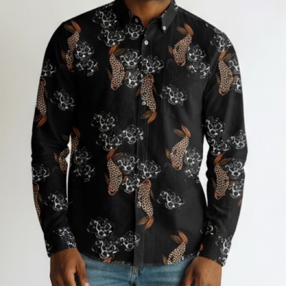 Zara Black Casual Shirt with Brown and White Patterns - Picture 2 of 5